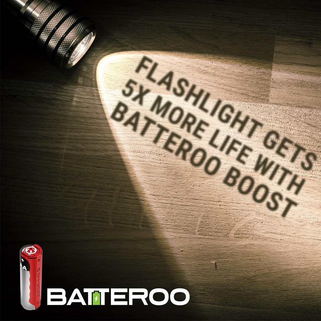 Batteroo Test with Flashlights (5.5x battery life extension)